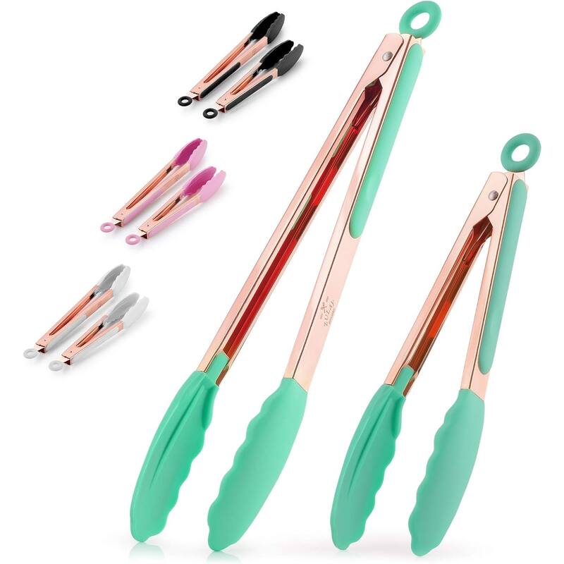 Zulay Kitchen 2 Pack Stainless Steel Kitchen Tongs With Lock Mechanism